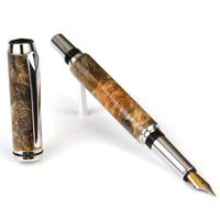 Baron Fountain Pen - Rhodium - Buckeye Burl