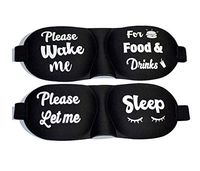 Travel or Home Sleep Mask with Wake Me for Food and Let Me Sleep Msg Including Carry Pouch