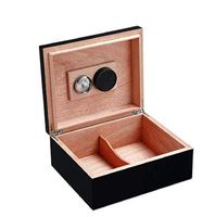 Kylin-u Cigar Humidor Handmade Wood Cigar Box Desktop Humidor with Hygrometer and Humidifier,Cedar Divider Holds 30 Cigars