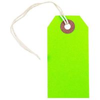 JAM PAPER Gift Tags with String - Small - 3 1/4 x 1 5/8 - Neon Green - 10/Pack