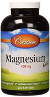 Carlson - Magnesium Gels, 400 mg of Magnesium per Softgel, Heart & Muscle Support, Magnesium Gel Caps, Bowel Function, Magnesium Supplement, 250 Softgels