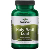 Swanson Holy Basil Leaf (Tulsi) Healthy Response to Stress Support Emotional Well-Being Supplement (Ocimum Sanctum) (800 mg per 2 Capsule Serving) 400 mg 120 Capsules (Caps)
