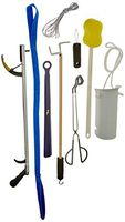 Sammons Preston 81603273 Deluxe Hip/Knee Kit, Premium Recovery Kit Total Knee or Hip Surgery, Includes Reacher, Leg Lifter, Sock Aid, Shoehorn, Toilet Aid, Dressing Stick, Button Hook, Shoelaces, & Sponge