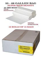 Trash Bags Clear, 55-60 Gallon - (150 Count) Super High Density Rolls (Heavy Duty Liners)