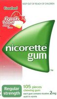 Nicorette Nicotine Gum 2mg Coated Fresh Fruit 1 Box (105 Pieces)
