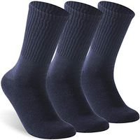 Facool Women's Men's Diabetic Crew Socks Padded Seamless Toe Non-Binding Top 3 Pairs Navy Blue Medium