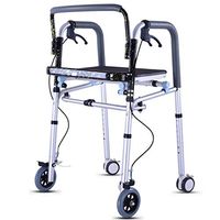 XHRHao Foldable Walker with Chair Fuction and Brake 7 Adjustable Height Levels(85-95cm) Made of Aluminum Alloy Rollator Portable Walk Assist for Elderly Silver (Color : Silver)