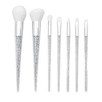 7 Pcs Colored Plastic Granule Transparent Handle Cosmetic Brush Eyebrow Eyeshadow Brush Makeup Brushes Set