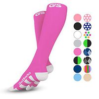 Go2Socks Compression Socks for Men Women Nurses Runners 20-30 mmHg Medical Stocking Athletic (Pink, M)