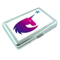 Unicorn Star Em1 Hip Silver Cigarette Case Id Holder Metal Wallet 4" X 2.75" RFID Protection