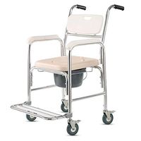 LAZ Shower Chair, Lightweight Transport Bedside Commode Chair for Toilet, Aluminum with Wheels and Padded Seat for Handicap and Seniors