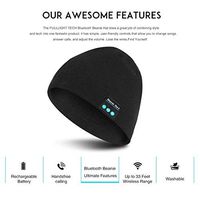 Bluetooth Beanie Hat Unisex Black Knit Cap Wireless Musical Running Headphones Hat with 2 Speakers & Mic Unique Tech for Men Women Teen Boys Girls (Black)
