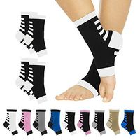 TruCompress Foot Compression Sleeve (2 Pairs) 20-30mmHg - Men, Women Arthritis Plantar Fasciitis Socks for High Arch, Heel Spur Support - Toe Wrap, Runner Leg Circulation Pain Relief, Ankle Splint