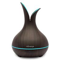 Essential Ultrasonic Oil Diffuser By Homega - 400 ml Portable Cool Mist Humidifier With 7 LED Changing Colors - Quiet Aromatherapy Air Freshener For Home Baby Room Bedroom Office Or Spa