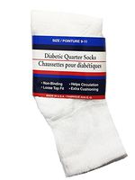 Diabetic Quarter Socks (Unisex) (3 Pair) (9-11, White)