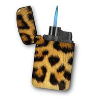 Leopard - Sunshine Cases Matte Black Rubber Grip Flameless Turbo Pocket Lighter