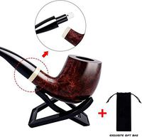 Highwood Tobacco Pipe, Heather Smooth Handmade Bent Smoking Pipe Set - Filter, Pipe Cleaner, 3 in 1 Scraper, Pipe Tip Grips, Stand and Gift Bag