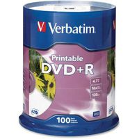 VER95145 - Verbatim DVD+R 4.7GB 16X White Inkjet Printable - 100pk Spindle