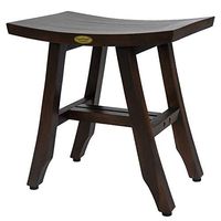 Decoteak 18" Teak Shower Stool with Adjustable Height Foot Pads