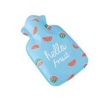Warm Classic Small 0.1 L Hot Water Bottle Cute Cartoon Safe Water-Filled, Blue (Watermelon)