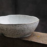 AXZHYX Bowl Creative Salad Bowl Japanese Vintage Ceramic Bowl Gray Shaped Sesame Point Soup Bowl 8.4 Inches Hotel Tableware Home Noodles Boiled Fish Soup Bowl