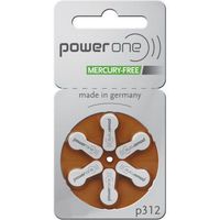 PowerOne Mercury Free Hearing Aid Batteries Size 312 - Pack of 30 + Free Battery Caddy