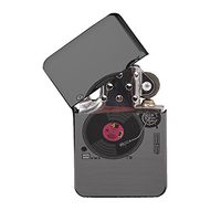 DJ Turntable Vinyl Record - Black Lighter Windproof Flip-Top Refillable with tin Gift Box