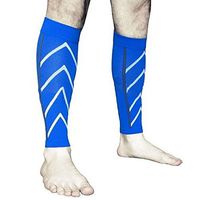 Calf Compression Sleeve Elastic Support Socks Leg Sleeve for Pain Relief Strain Sprain Shin Splints Muscle Tear Cramps Running Basketball Football Soccer Men Women (Blue)