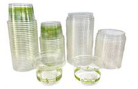 4 Ounce Biodegradable Corn Plastic Cups with Lids - 50 Pack