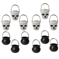 ORNOOU 11 Pieces Halloween Mini Plastic Candy Buckets Novelty Kettles for Decoration Party Supplies
