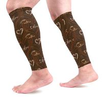AHOMY Calf Compression Sleeves Love Heart Coffee Beans Pattern Leg Compression Socks for Runners, Calf Guard Great for Running, Cycling