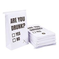 Vomit Bags - 50 Pack Disposable Paper Barf Bags - are You Drunk Funny Black & White Printed Design White Throw Up Bags for Motion Sickness, Hangovers, Car Sickness, 6 x 9.7 x 2.6 Inches