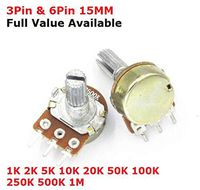 5PCS WH148 B 1K 2K 5K 10K 20K 50K 100K 250K 500K 1M 3Pin 6pin 15mm Shaft Amplifier Dual Stereo Potentiometer B1/2/5/10/50/100K B500K 3Pin