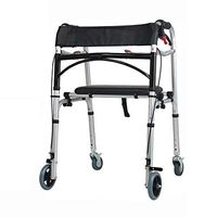 Lyqqqq Walker Elderly Walker Rehabilitation Four Wheel Can Push The Walker and Hand Brake Adjustable Height