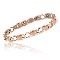 CMS MAGNETICS Novoa Women's Titanium Rose Gold Colored Heart Magnetic Bracelet- 12,800 Gauss B185QM-0