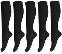 Bcurb Graduated Compression Socks Women and Men - Best Medical, Nursing, Running, Fitness, Sports, Travel & Flight Sock - Over The Calf Below Knee High (Black-5 Pair, Sm/Med)