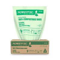 POWERTEC ASTM D6400 Certified Compostable Bags – 600 Count | 9.84 Liter - 2.6 Gallon Trash Bags, 0.71 Mil, US BPI and European OK Compost Home Certification - 100% Sustainable Green Products