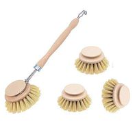 Brush Set of 1pc Brush Handle&3 Replacement Head, Grips Dish Brush, Pot Brush Long Handle Pen Brush Set, Kitchen Dishwashing Brush