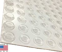 Pack of 100 Cabinet Door Bumpers - Made in USA - 1/2" Diameter Clear Adhesive Pads for Drawers, Glass Tops, Cutting Boards, Picture Frames, Small Furniture