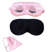 Silk Eye Sleep Mask Soft Sleeping Mask with Adjustable Elastic Strap Sequin Eyelashes Blindfold Comfort Eye Shade Cover for Kids Girl Women Men