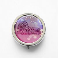 RhyNSky Ancient Rome Arena Mini Portable Pocket Pill Box Case Holder for Purse, 3 Compartments, Silvery, FS577