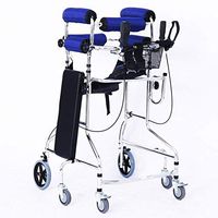 Folding Six-Wheel Roller Walker with Seat Adjustable Height Aluminum Walking Frame Suitable for Elderly Disabled Lower Limb Training Standard Walker (Color : Blue)