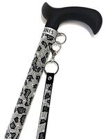 Designer Walking Stick Compact Adjustable Aluminum Cane with Velvet Bag (Silver Leopard)