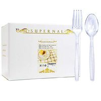 Plastic Silverware 400pcs Disposable Clear Plastic Silverware Crystal Plastic Cutery Plastic forks and Spoons 200 forks and 200 spoons Supernal