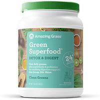 Amazing Grass Green Superfood Detox & Digest: Cleanse with Super Greens Powder, Digestive Enzymes & Probiotics, Clean Green, 100 Servings