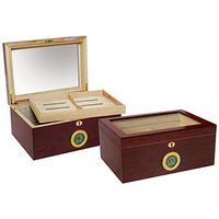 Prestige Import Group - Berkeley Glass Top Humidor - Capacity: Up to 100 - Color: Cherry with Digital Hygrometer