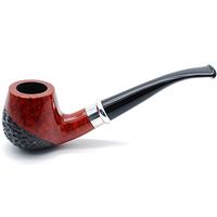 Mr. Brog Handmade Smoking Tobacco Pipe - Model No. 85 Schmidt Pecan-Ebony Rusticated C - Mediterranean Briar Wood