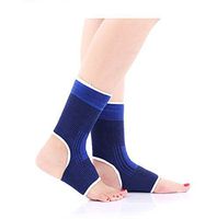 (Blue)2 pcs New Elastic Knitted tourmaline magnetic therapy Ankle Brace Support Band Sports Gym Protects Therapy shoes ankle protector