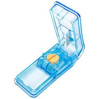 Pill Cutter Tablet Splitter with Pill Box Compartment, Portable Compact Vitamin Cutter with Stainless Steel Blade Easy to Cut Large Pill in 1/2 ,1/4 Parts