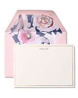 Painterly Pink 'Hello' Note Cards with Gold Foil